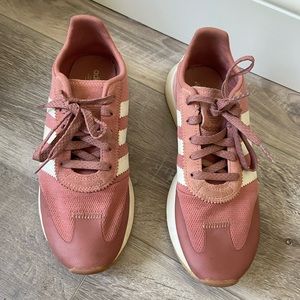 Adidas blush pink running shoe